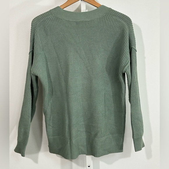 Rachel Zoe Sage Green Button Henley Sweater Women’s Small – Textured Rib Knit - Picture 5 of 6